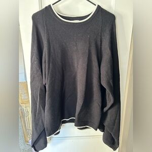 Calvin Klein Black Sweater with Cream Trim
